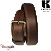 Ceinture Kaszer Indiana en cuir de buffle pleine fleur brun rouge foncé