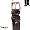 Ceinture Kaszer Indiana en cuir de buffle pleine fleur marron foncé grainé