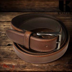 Ceinture KASZER Indiana en cuir de buffle pleine fleur marron moyen - 578604-C6