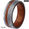 Bague  Acier façon damas et bois, Collection: homme APOLLON Taille 62