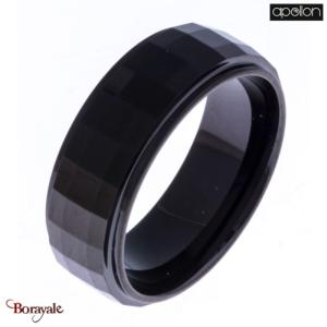 Bague large noir tungstène, Collection: Homme APOLLON Taille 64