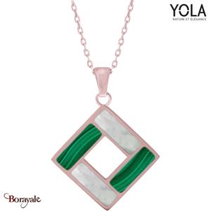 Collier Nacre Blanche et Malachite Collection Art déco YOLA NATURE