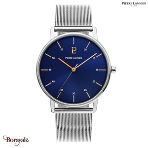Montre PIERRE LANNIER Collection Cityline argenté milanais  Homme