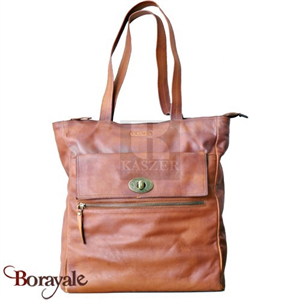 Sac à main et épaule kaszer collection Concord en cuir de vachette cognac 234004