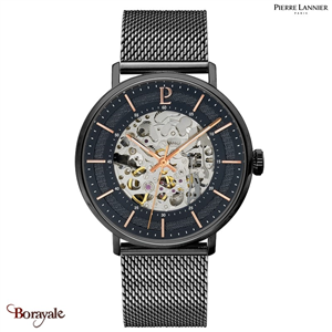 Montre PIERRE LANNIER Collection AUTOMATIQUE GAIUS noir milanais noir Homme