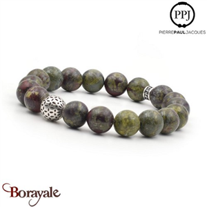 Jaspe dragon d'Afrique: Bracelet Pierres fines 10 mm PPJ Taille XL