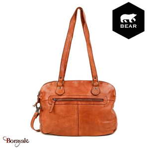 Sac à main Bear Design en Cuir de vachette lavé Rouille Collection : Lavato