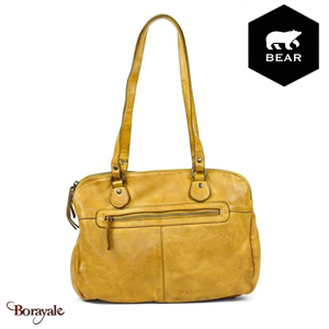 Sac à main Bear Design en Cuir de vachette lavé Tabac Collection : Lavato