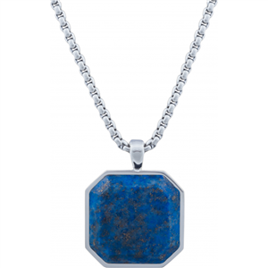 Collier Lapis Lazuli Acier Apollon homme