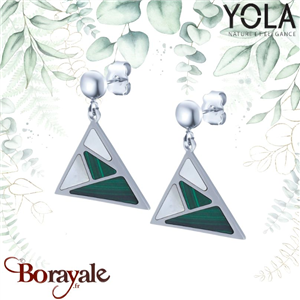 Boucles d'oreilles Nacre et malachite Collection Art déco YOLA NATURE