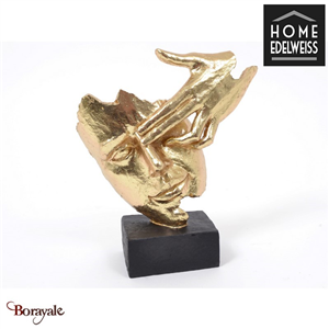 Buste sur socle: Visage Main/Pied doré 23 cm Home Edelweiss collection : Avery