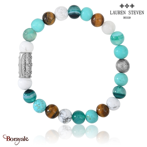 Bracelet Prosperite Lauren Steven Turquoise Perles de 08 mm Taille M 19,5 cm