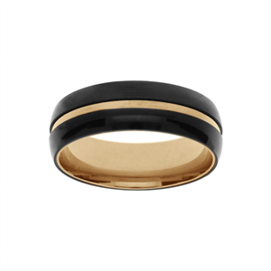 Bague Thabora homme acier PVD doré et noir T160517N-62