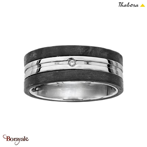 Bague Thabora acier homme et carbone large T168929-60