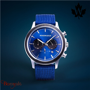 Montre WOODWATCH FARBOUND - 44MM Farbound Blue 2 bracelets acier et bois d'ébène