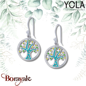 Boucles d'oreilles Nacre et émail Collection Arbre de vie YOLA NATURE