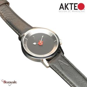Montre AKTEO Art - Musique Guitare rouge 38 mm argent ronde AMu56