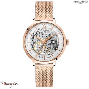 Montre PIERRE LANNIER Collection AUTOMATIQUE doré rose milanais Femme
