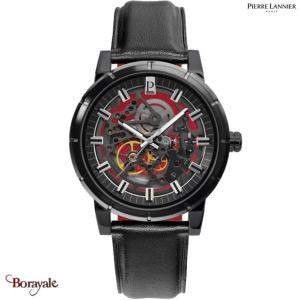 Montre PIERRE LANNIER Collection AUTOMATIQUE noir cuir  Homme