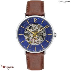 Montre PIERRE LANNIER Collection GAIUS argenté cuir