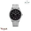 Montre Homme Orlam Echo cadran noir bracelet acier argenté étanche 10 ATM ORSSBE