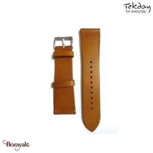 Bracelet de montre TEKDAY Cuir marron, boucle argent 675864