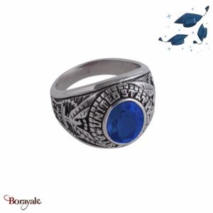 Bague universitaire américaine Air Force bleu en acier inoxydable Taille : 62