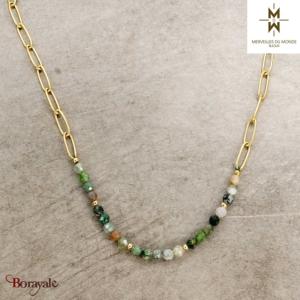 Collier en Acier doré Merveilles du monde