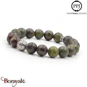 Jaspe dragon d'Afrique: Bracelet Pierres fines 10 mm PPJ Taille XL