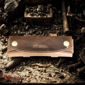 Étui à couteau Kaszer Oregon en cuir de vachette pleine fleur marron naturel