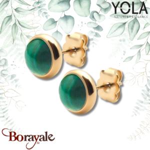 Boucles d'oreilles Malachite, Collection: Cabochon YOLA