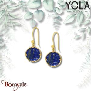 Boucles d'oreilles Yola Nature Lapis Lazuli Acier plaqué IP doré IR-521