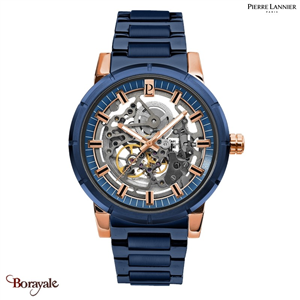 Montre PIERRE LANNIER Collection AUTOMATIC doré rose/bleu métal