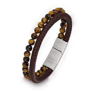 Bracelet All Blacks bijoux Homme cuir et perles 682154