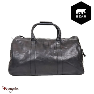 Sac voyages - sports Bear Design en Cuir de vachette lavé Noir