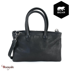 Sac à main mini Bear Design en Cuir de vachette grainé noir Collection : Calli