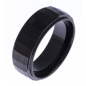 Bague large noir tungstène, Collection: Homme APOLLON Taille 64