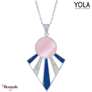 Collier Nacre rose Lapis Lazuli et Nacre blanche Collection Art déco YOLA NATURE