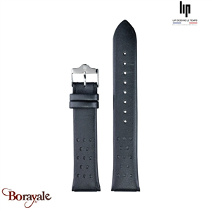 Bracelet de montre Lip Noir lisse perforé 20 mm 675417