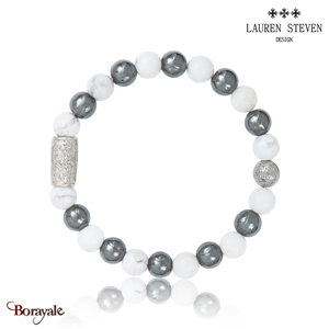 Bracelet Prosperite Lauren Steven Howlite Blanche Perles de 08 mm Taille M 19,5