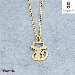 Collier en Acier doré Merveilles du monde