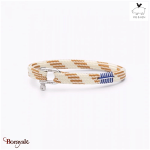 Bracelet PIG & HEN Vicious Vik Blanc-Beige Acier Taille : L (20cm)