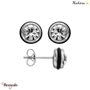 Boucles d'oreilles THABORA Puces cristals acier et zirconium cristal