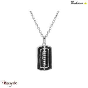 Collier THABORA Rectangulaire acier et bois noir