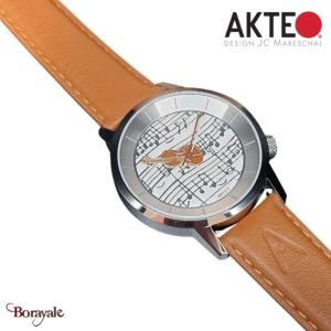 Montre AKTEO Art - Musique Violon Stradivarius 38 mm argent ronde AMu13