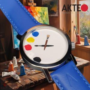 Montre AKTEO Art - Peinture 5 taches 42 mm argent ronde APe09
