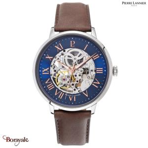 Montre PIERRE LANNIER Collection AUTOMATIQUE argenté cuir Homme