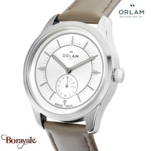 Montre Homme Orlam Echo cadran gris bracelet cuir marron étanche 10 ATM ORSSLEC0