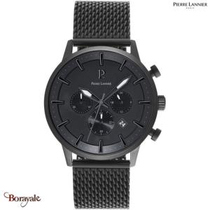 Montre PIERRE LANNIER Collection ABSOLU noir milanais Homme