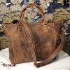 Sac à main A4 KASZER collection Nevada Marron naturel clair touché velours 20864